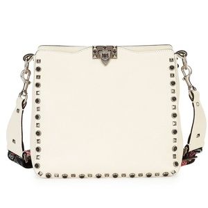 VALENTINO GUITAR STRAP ROLLING ROCKSTUD HOBO IVORY